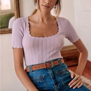 Sézane lavender anil top xs